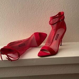 Elegant Red Mesh Stiletto Heels